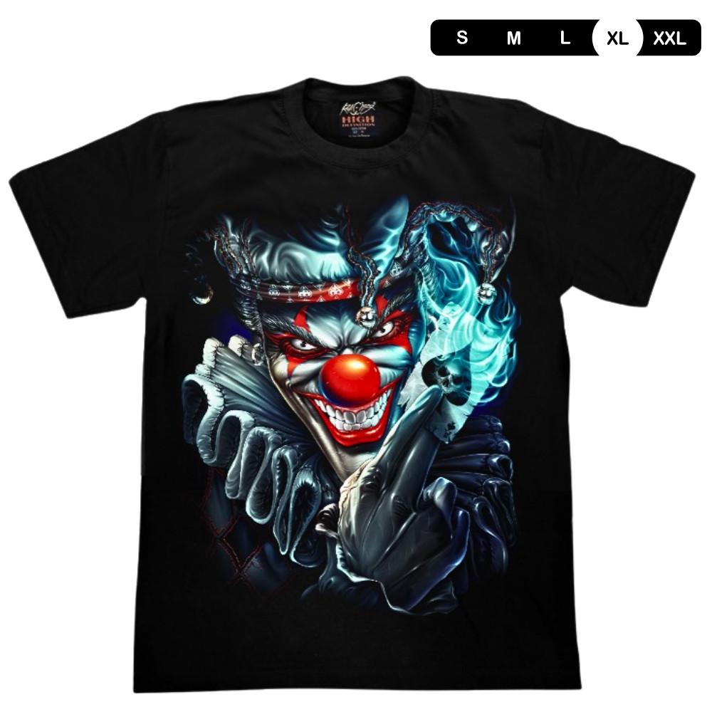 T Shirt Clown Skull Fire Villain Graphic Mens Glow In The Dark Art New Year Gift S разноцветный