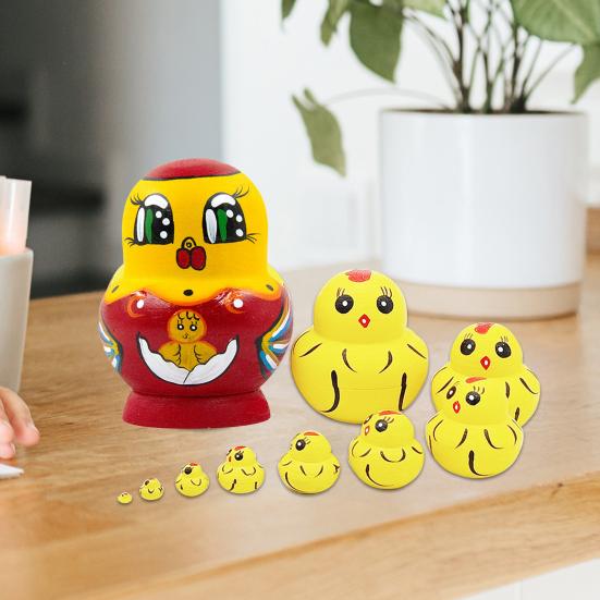 1 Set Lovely Nesting Dolls Animal Design Ten Layers Cartoon Chick Matrioska Toy for Child