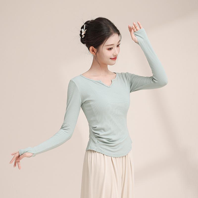 

Women s Fingerless Long-Sleeve Modern Dance Practice Suit Small
