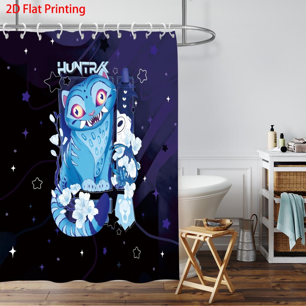 1pc K-Pop Demon Hunters Printed Waterproof Shower Curtain Multi Size Privacy Hanging Curtain with 12 Hooks Easy Installation
