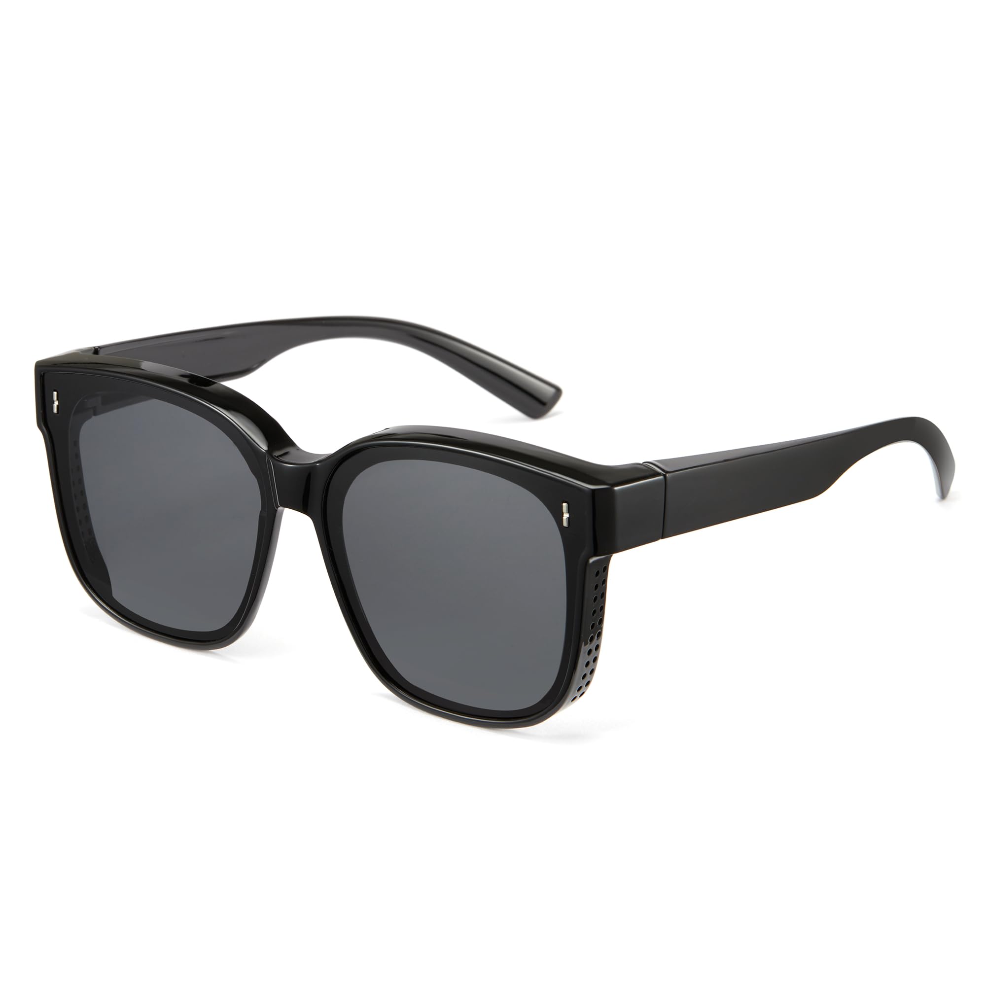 

[Cyxus] Oversized Sunglasses - Wear over regular glasses, polarized lenses, UV protection, ultra-lightweight, TR90 material, slimming effect,