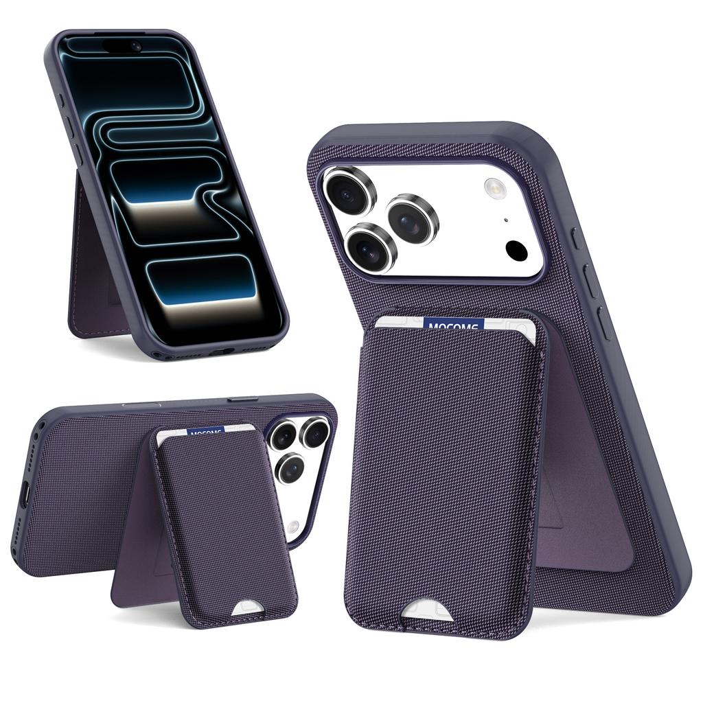 2 in 1 Detachable Card Holder Stand Fabric Phone Case For iPhone 17 Pro Max 16 Plus 15 14 13 12 11 Shockproof Portable Cover