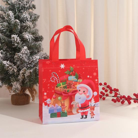 Bags Reusable Santa Claus Snowman Patterns Tote Bags for Festive Party Decoration