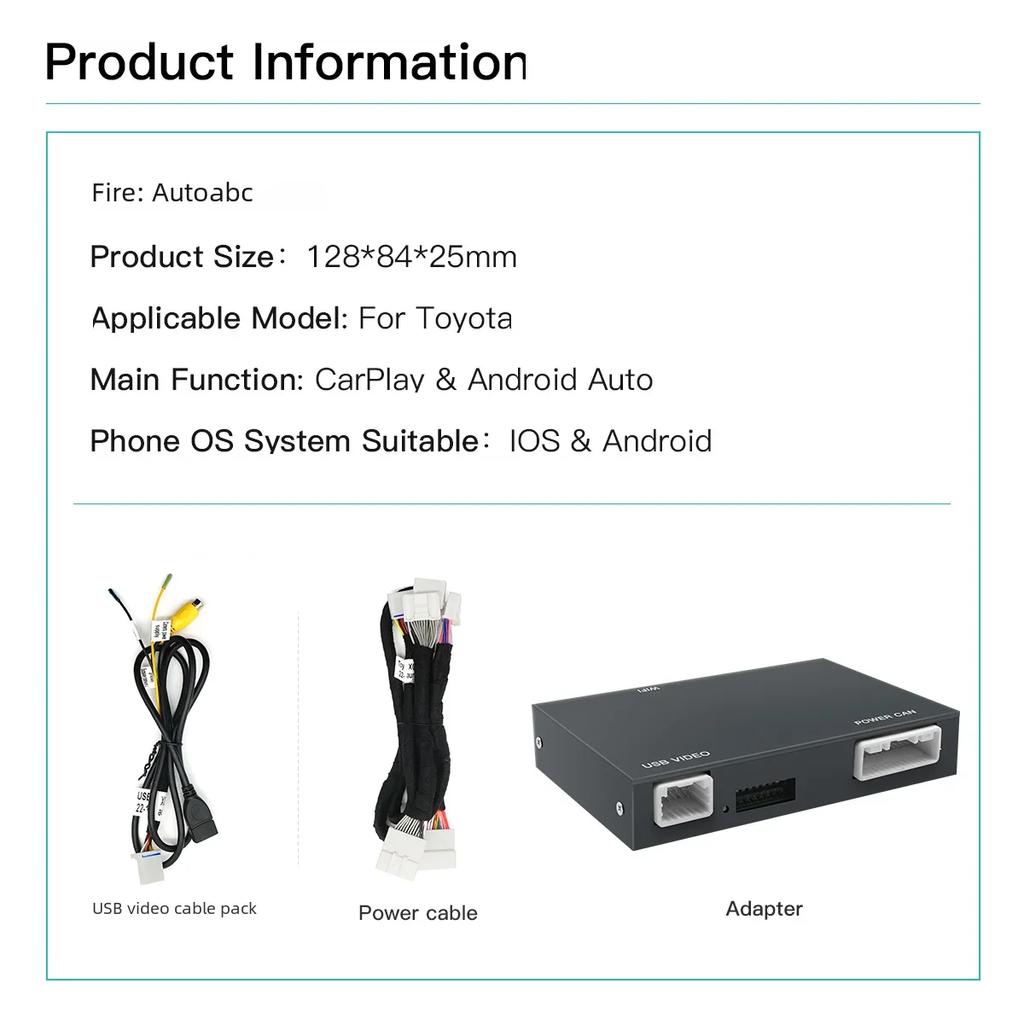 AUTOABC Drahtlos Carplay Android Auto Für Toyota RAV4 Corolla Tacoma Camry CHR Tundra Highlander 4Runner Multimedia Dekodierung