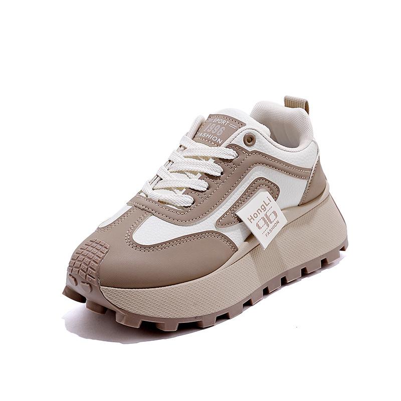 Spring platform versatile dad shoes women's fashion simple height increase casual single shoes niche Harajuku small white board shoes