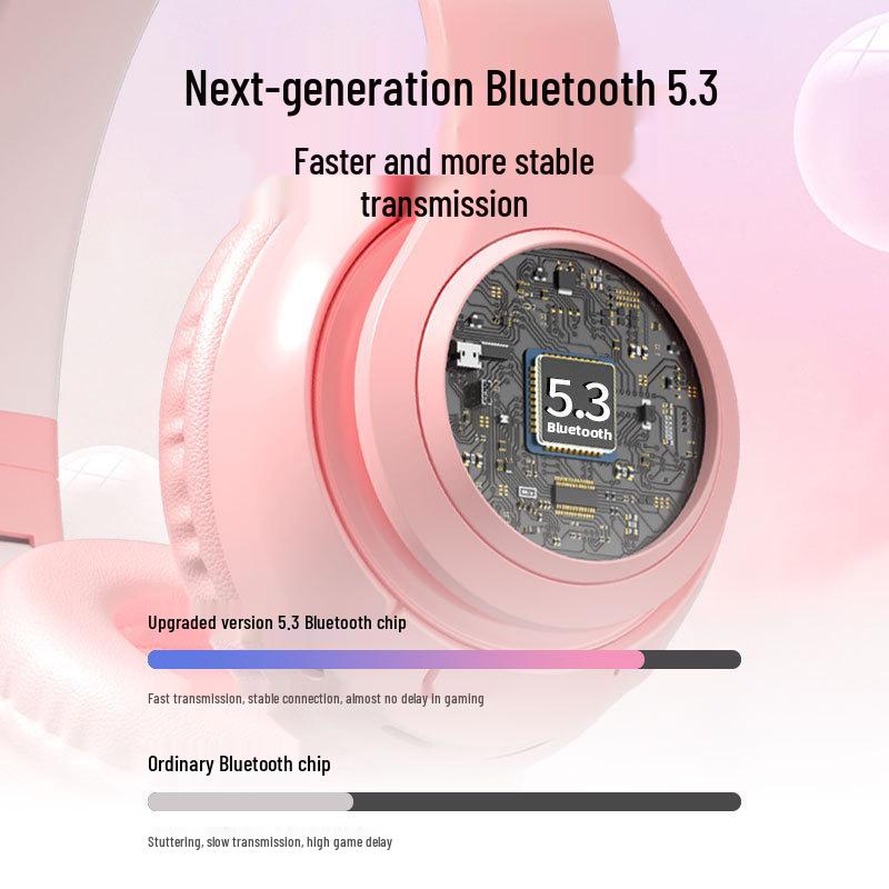 Cross-Border Pet Capsule Cat Ear Bluetooth Earbuds: Luminous & Gradient Design