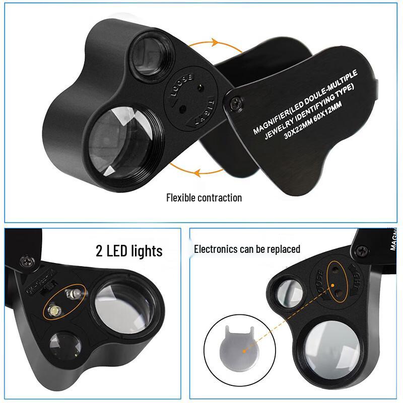 Foldable Portable Magnifying Glass with LED Light