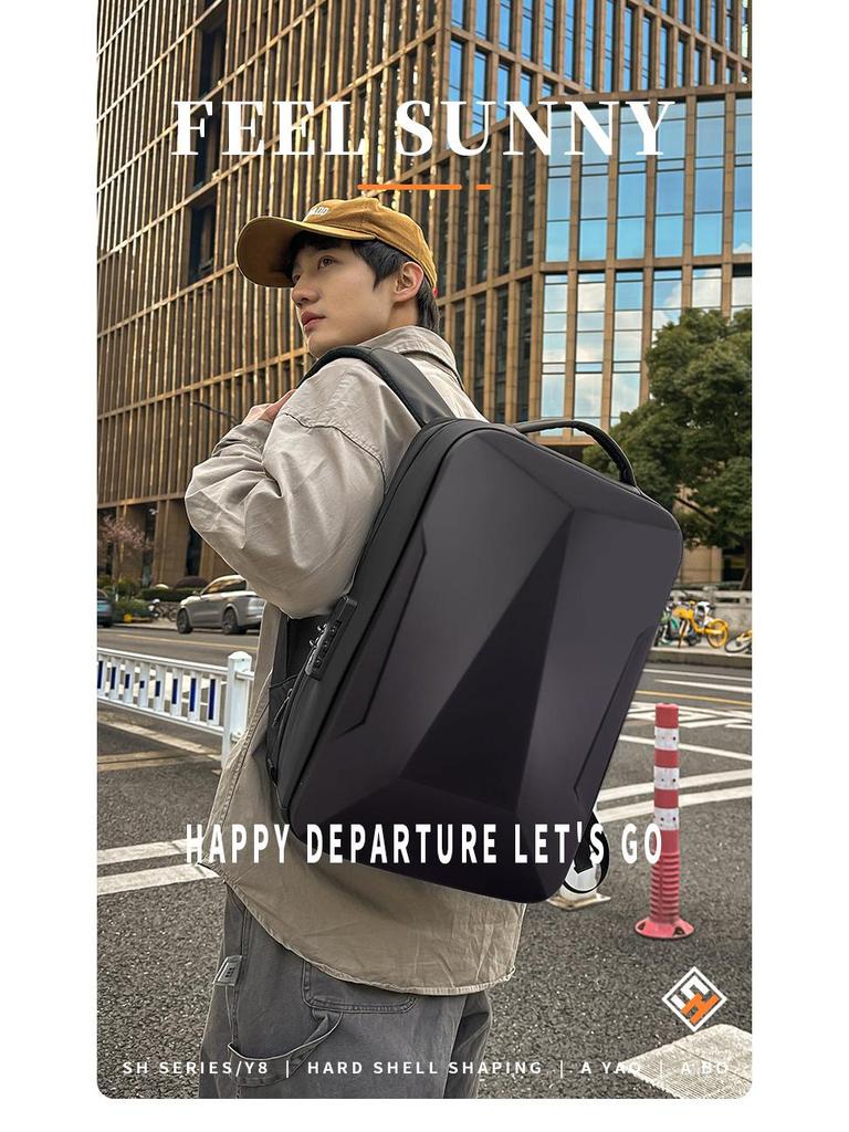 Commuter Hard Shell 15.6" Laptop Backpack with Large Capacity, Anti-Slip Chest Buckle, Durable Design