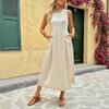 2025 New Shopping Party Sleeveless Solid Color Versatile Simple Style Casual Dress