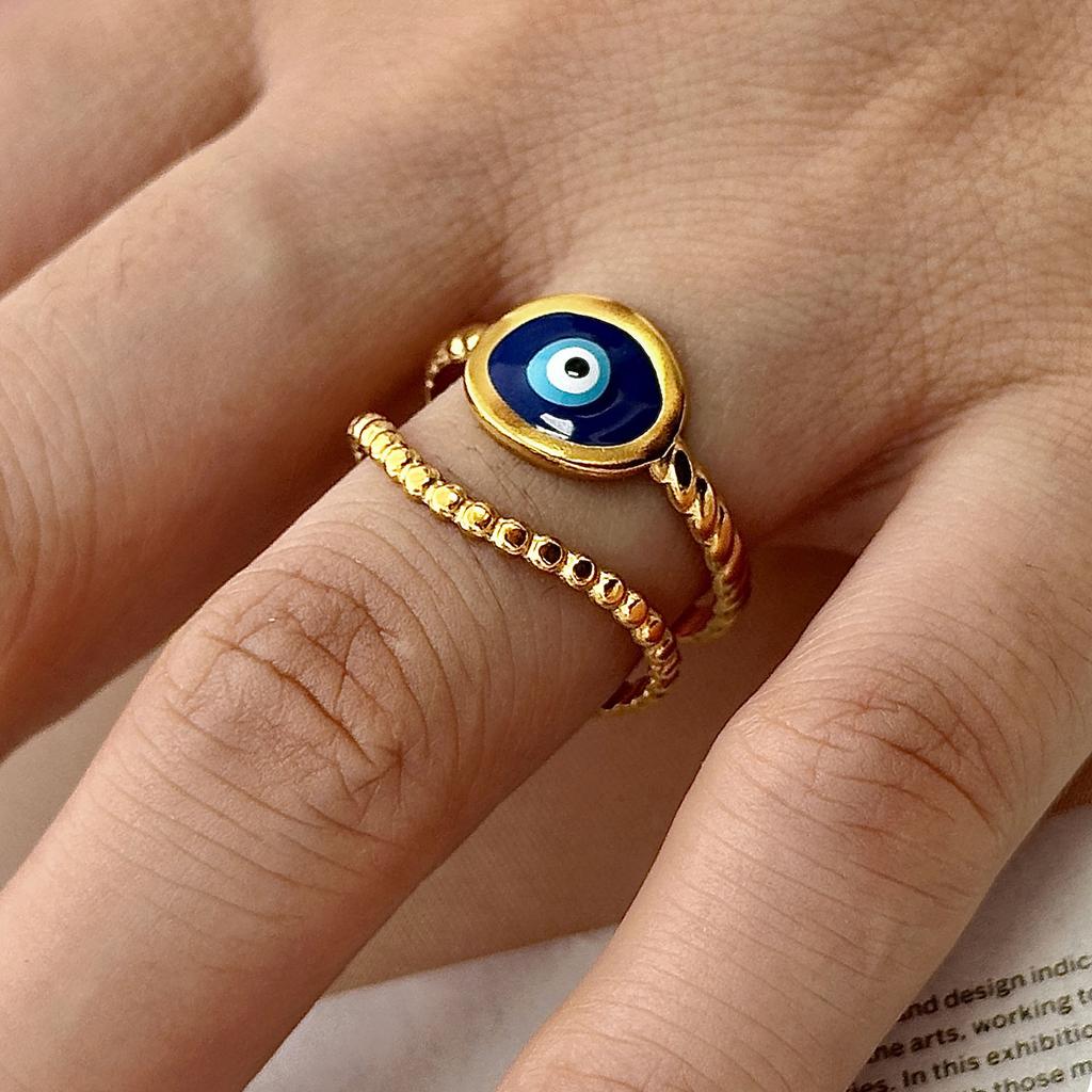 New Oil Dripping Vacuum Electroplating Devil's Eye Open Hand Jewelry