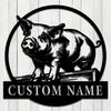 Customizable Metal Pig Silhouette Wall Art, Family Name Sign for Farmhouse, Home Garden Holiday Decor