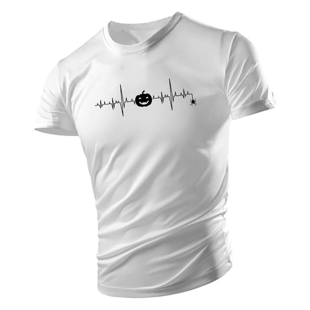 Letní móda Sportovní styl O Límec Muži Krátký rukáv Halloween Bat Potisk Tričko Harajuku Muži Volné Pohodlné Prodyšné Top
