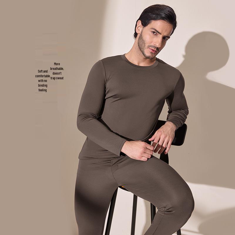 Men's Autumn/Winter Lenzing Modal Seamless Base Layer Set: Long Sleeve Undershirt & Pants.