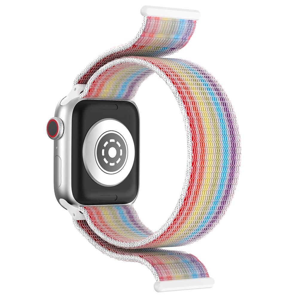 Nylon Watch Band For Apple Watch Series 10 42mm/9 8 7 41mm/6 5 4 SE (2023) SE (2022) SE 40mm/3 2 1 38mm Adjustable Magic Tape Strap