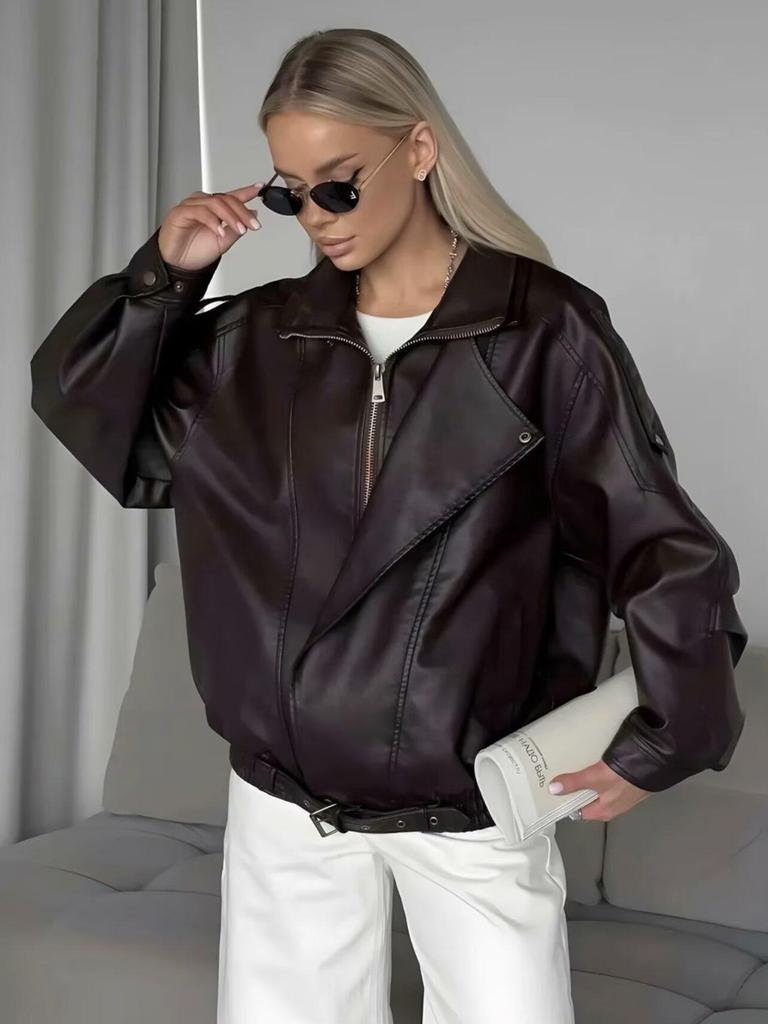 2025 Spanish Lamb Bubble Leather Double-Layer PU Motorcycle Jacket