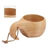Wooden Camping Cup Nordic Style Hand Polished Portable Wooden Drinking Cup with Handle for Coffee Tea Milk