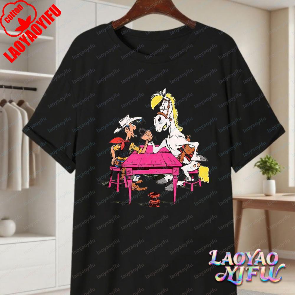Averell Lucky Luke Character Graphic TShirt Nostalgic Cartoon Unisex Cotton Tee Vintage Classic Trend Streetwear Unisexs Clothing