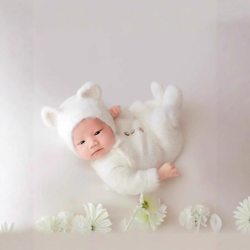 Girl Boy Photography Props Newborn Infant Costume Bear Theme Romper Hat Clothing Outfit Photo Shoot Clothes Baby Supply