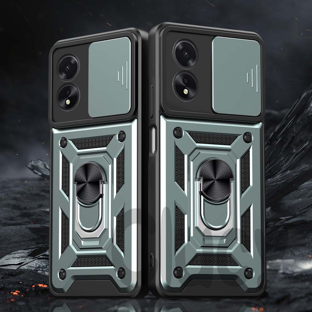 For OPPO A38 4G A18 A78 A98 Kamera Støtsikkert Armor Deksel For OPPO A54 A74 4G 5G Bil Magnetisk Holder Ring Beskyttelsesdeksel