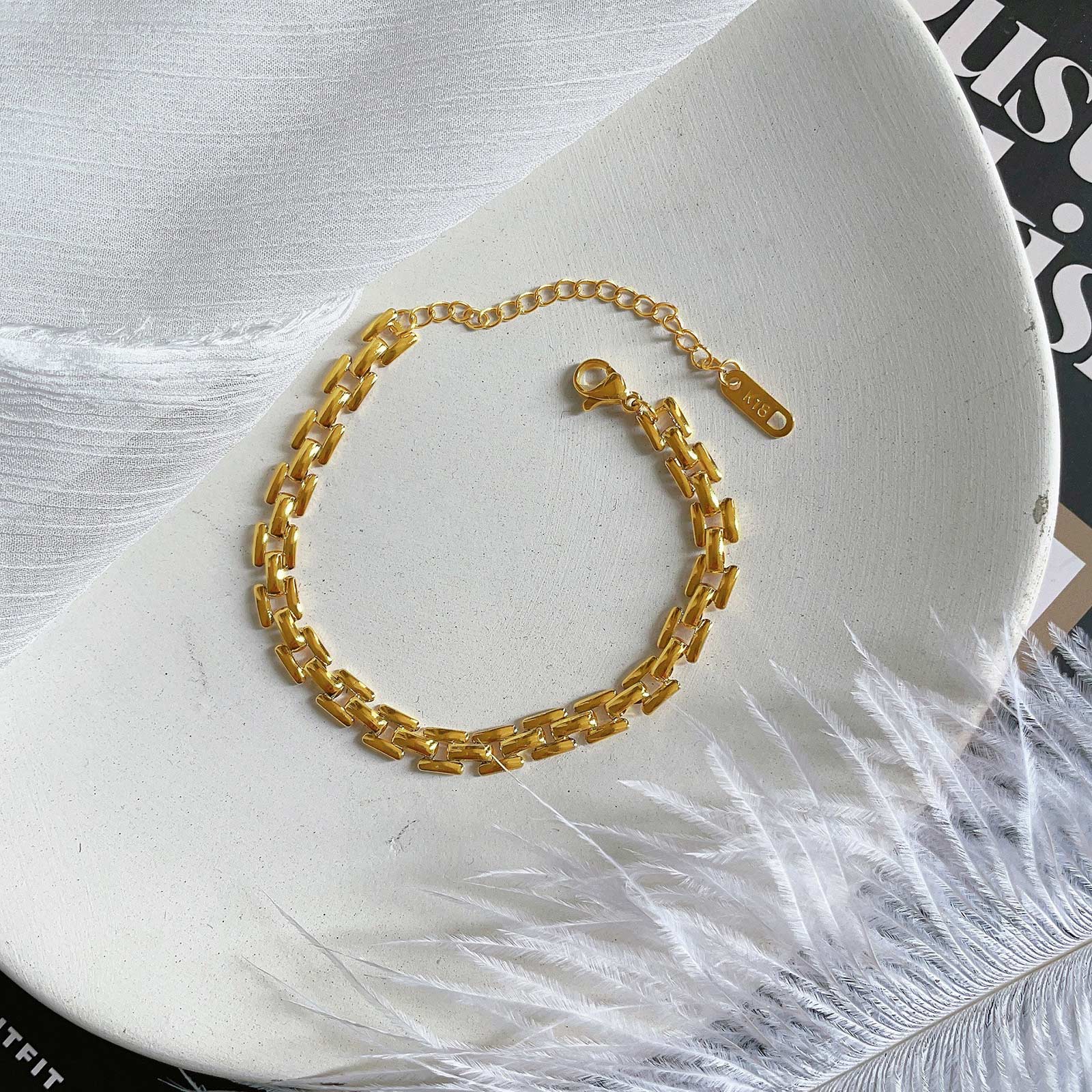 

Minimalist Watch Band Link Chain Bracelet for Women, Stainless Steel Waterproof Bracelets,Trendy Jewelry Gift