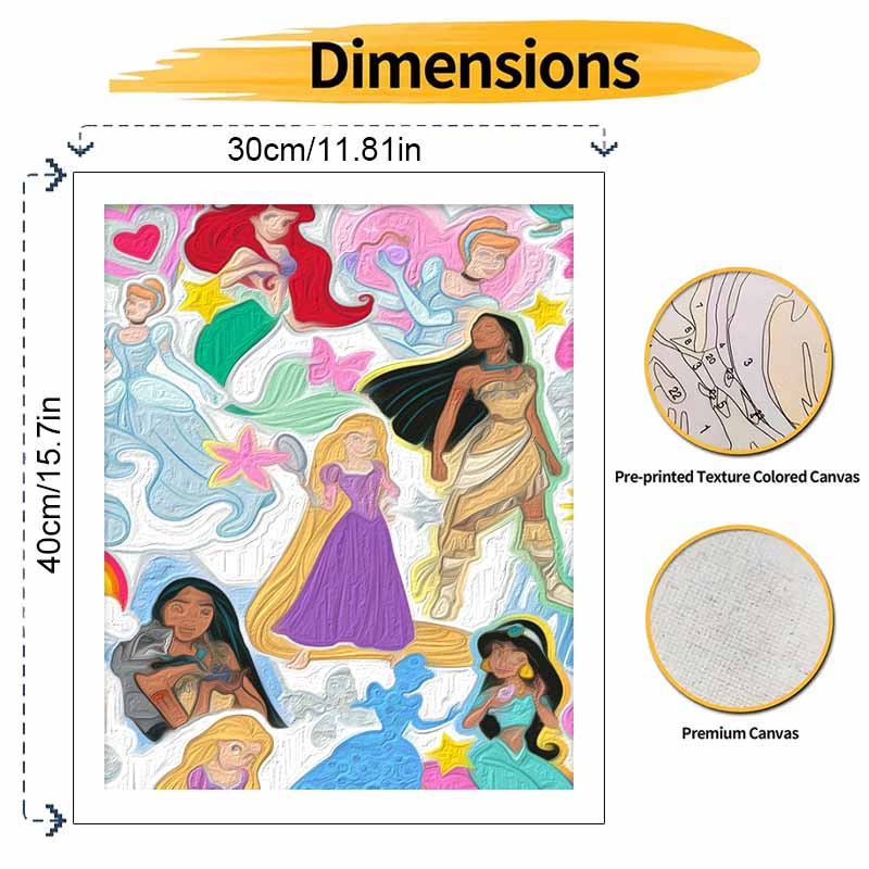 Disney Paint By Number Kit Princess Collage Drawing Canvas DIY Picture Home Decor Disney Art Craft Set Unique Painting Modern Wall Art