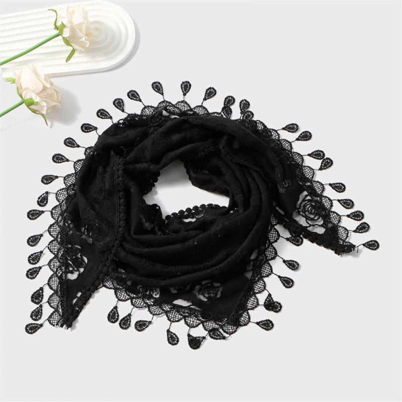 European Style Floral Embroidered Triangular for Bridal Weddings Parties As Head Shawl 130x50cm Polyester Fabric
