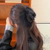 Korean Style Satin Triangle Shark Clip Plastic Women Hairgrips Fluffy Feather Hair Claw  Banquet