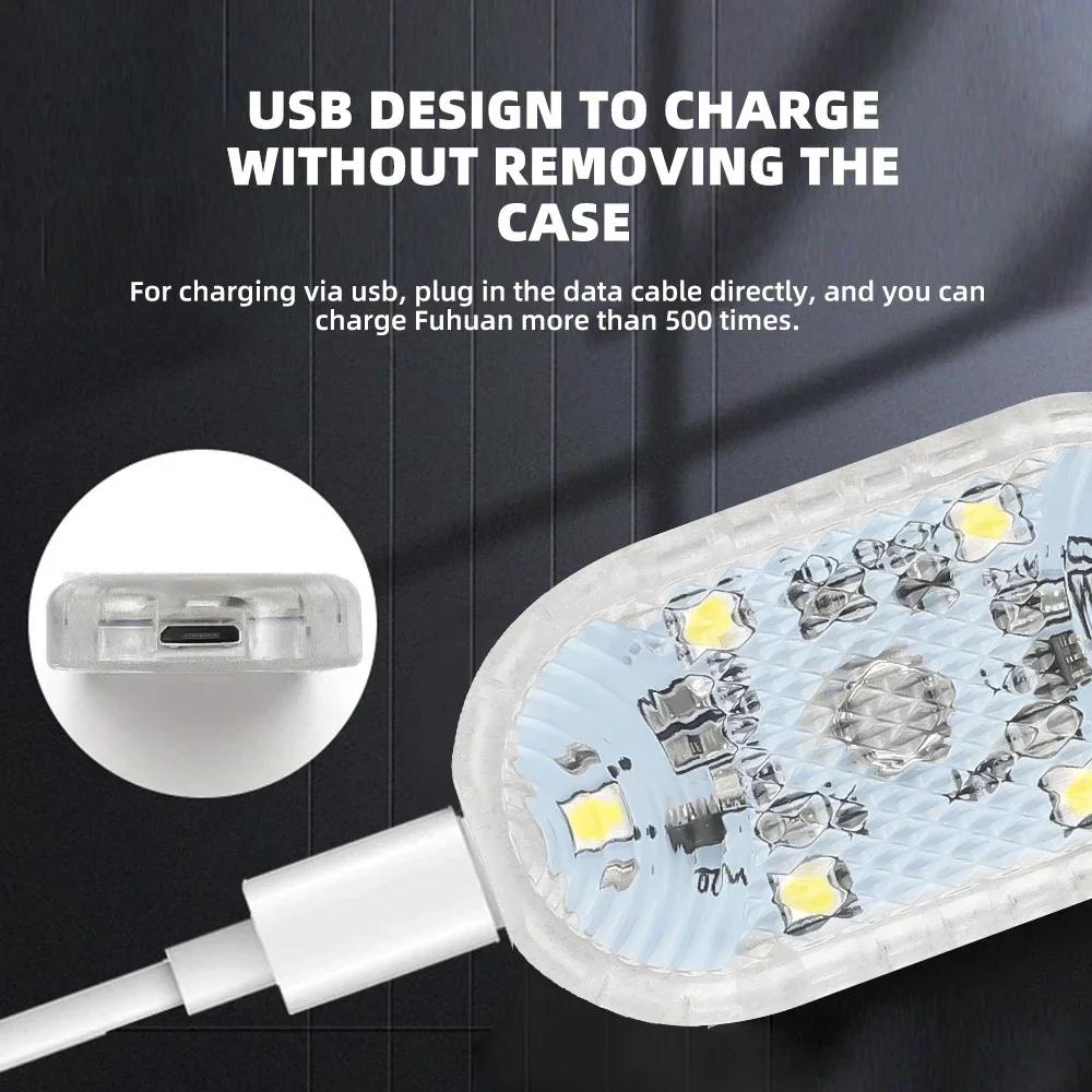 Car Interior Dome Light Finger Touch Sensor Mini LED Reading Lamp Roof Magnets USB Charging Atmosphere Dome Lamp Senser Tools Ne