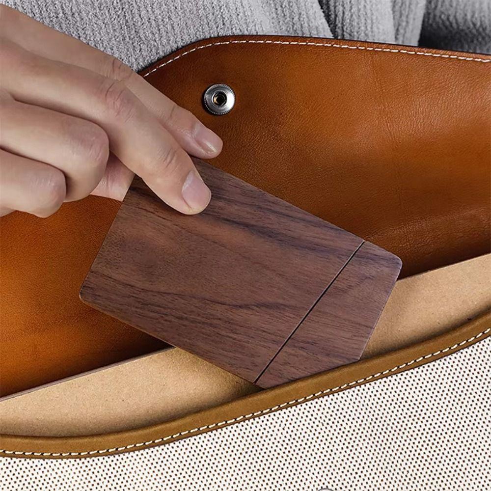 Large Capacity Business Card Storage Box Solid Wood Business Card Organizer  Desk Accessories