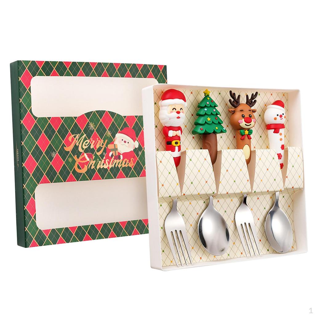 4 Piece Christmas Set, Tableware, Decoration, Cutlery, Teaspoon,