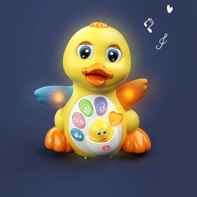 Игрушки для обучения лазанию для малышей 1 шт., большая желтая утка, универсальная, со звуком и светом для ходьбы, музыка, детские игрушки для раннего развития