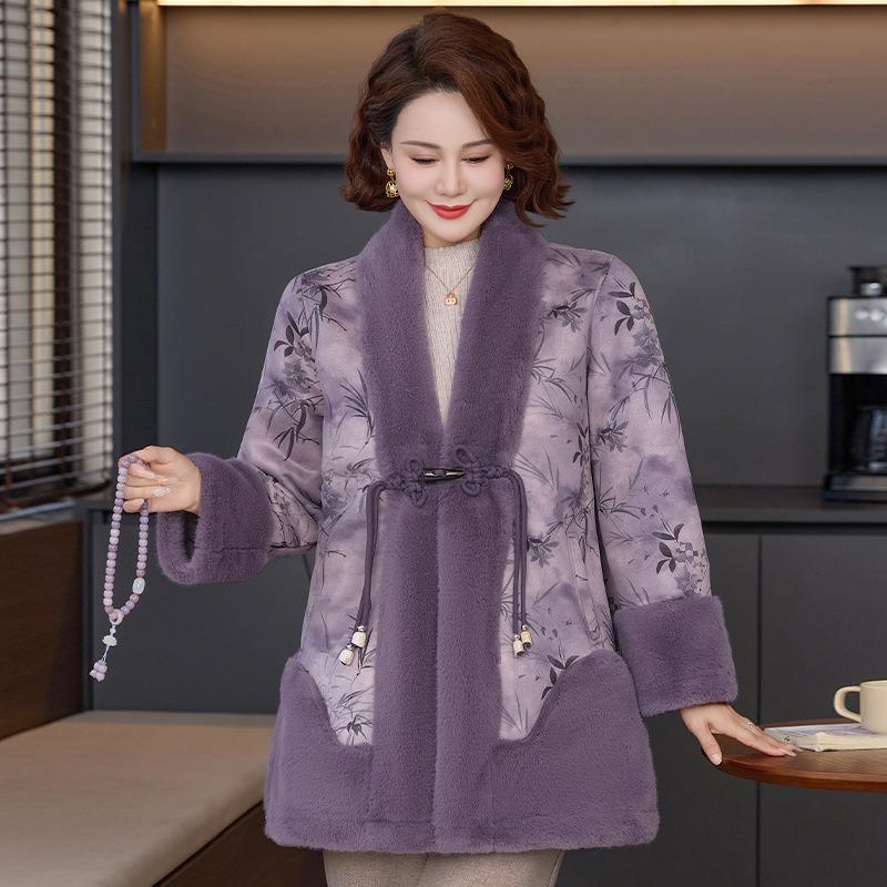 Winter Coat Fur Integrated Fur Middle-aged Women Autumn and Winter Thickened Mink Velvet Coat