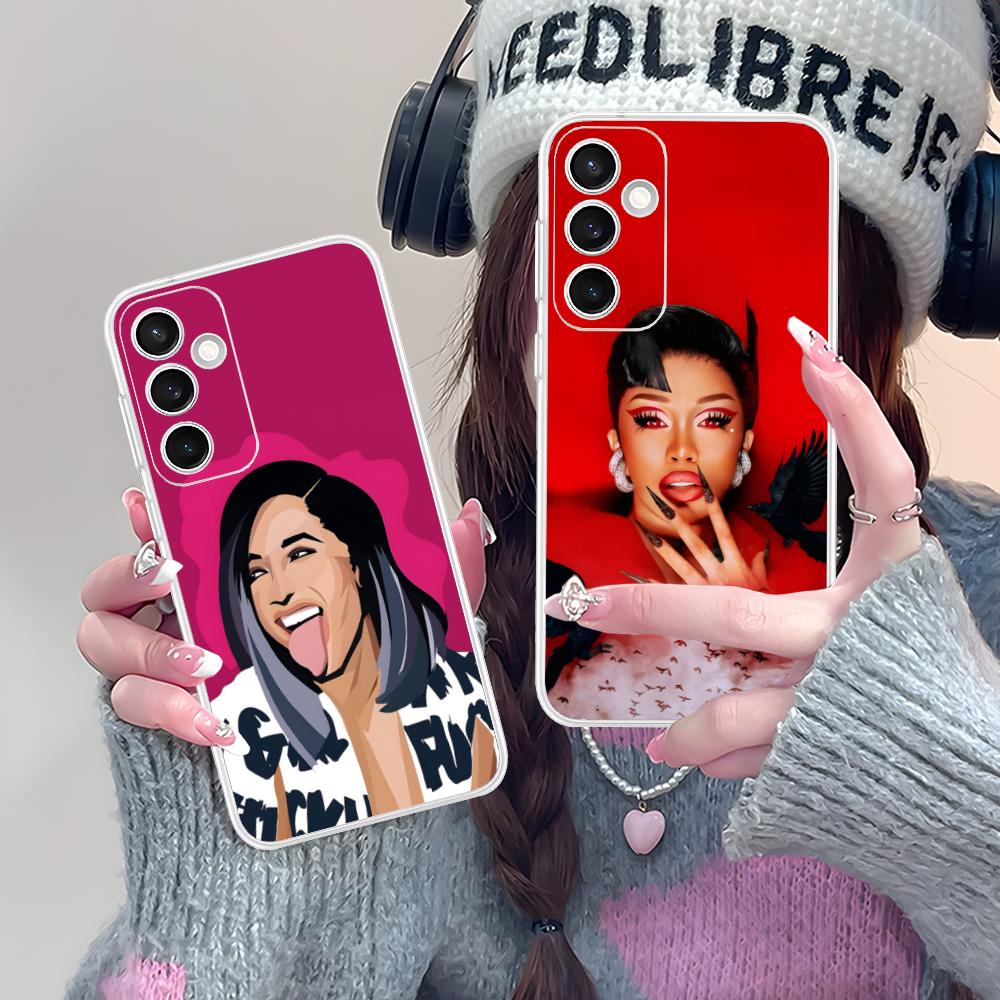 Cardi B Clear Mobile Phone Case for Samsung Galaxy S25 S24 S23 S22 S21Plus FE Ultra Colorful Cover