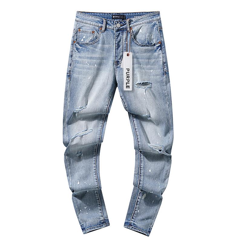 Blue Ripped Jeans High Street Casual Pants