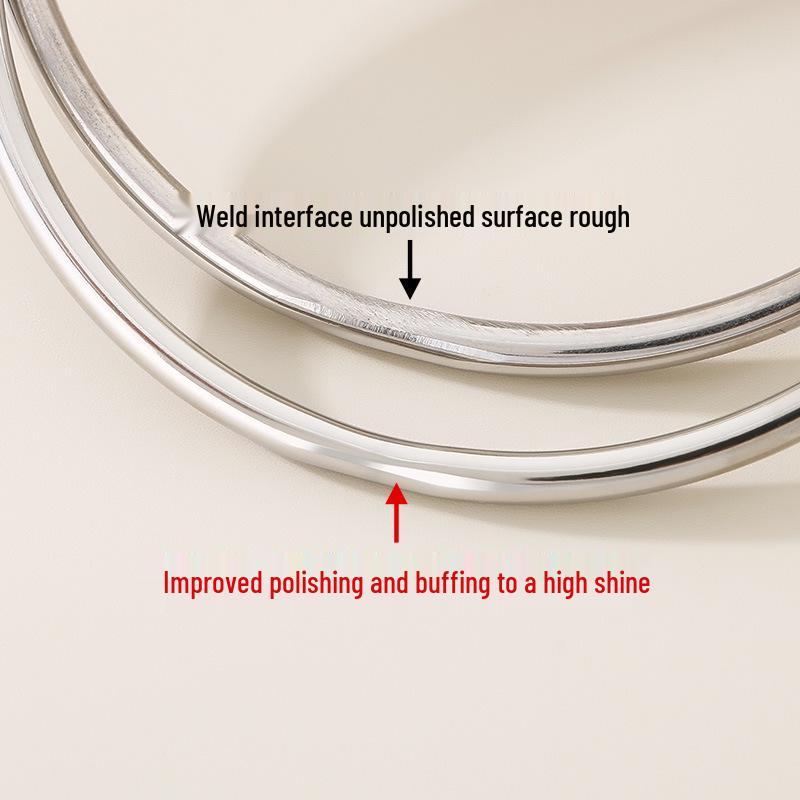 18K Gold-Plated Titanium Steel Stacking Ring and 3mm Round Bangle Bracelet Set for Women