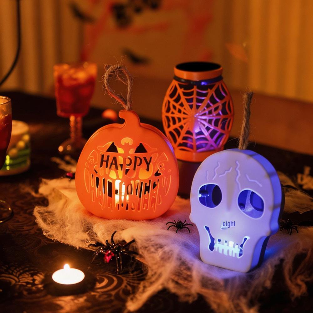 Halloween Skull Candle Lantern: Colorful Flashing Pumpkin Ghost Decoration