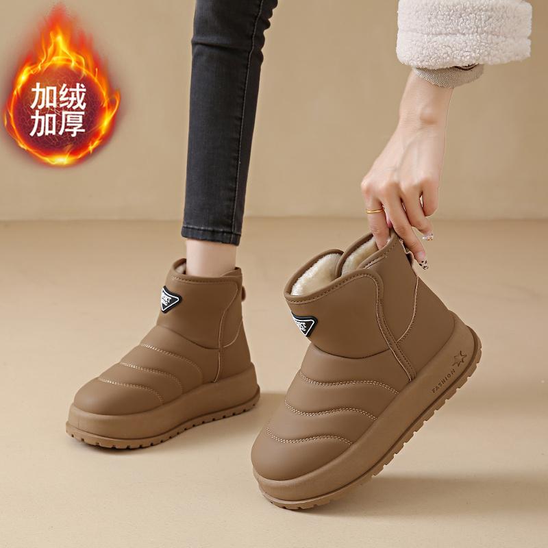 Fashion CRLAYDK Women's Winter Snow Boots Faux Fur Lined Warm Ankle Outdoor Shoes Platform Slip On Waterproof Short Walking Booties