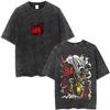 Gewaschenes Vintage Anime One Punch Man Saitama Saitamas Fitnessstudio Lustiges Meme Grafik T-Shirt Herren Damen Fitness Freizeit Übergroße T-Shirts