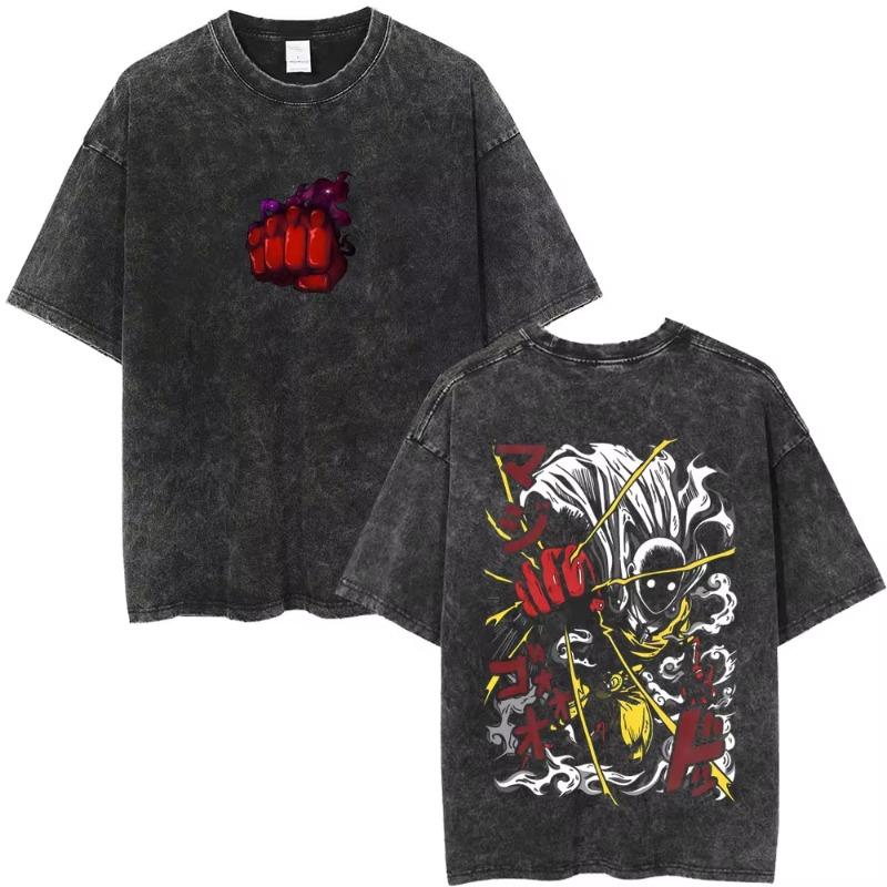 Gewaschenes Vintage Anime One Punch Man Saitama Saitamas Fitnessstudio Lustiges Meme Grafik T-Shirt Herren Damen Fitness Freizeit Übergroße T-Shirts