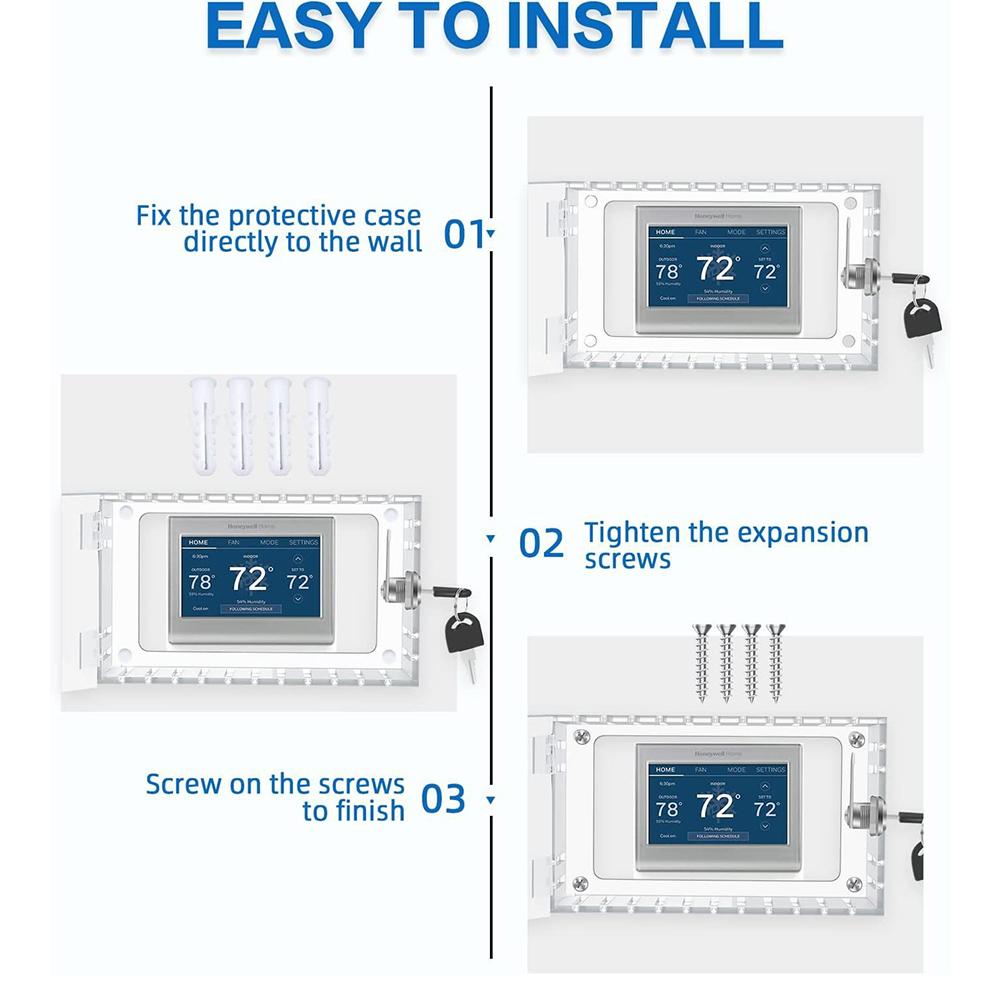 Universal Thermostat Lock Box With Key Clear Large Thermostat Cover For Thermostat On Wall Thermostat Guard Fits Thermostats