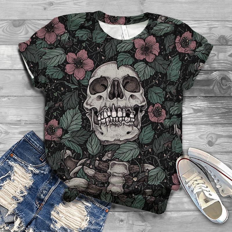 Uformell Kortermet Trykket Moteriktig Oversized 3D Topp Mønster T-skjorte for Menn Komfortabel Sommer Rund Hals