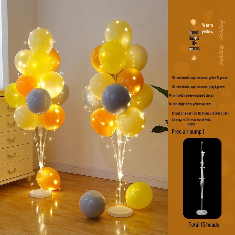 Anniversary & Birthday Balloon Column Decorations: Event Scene Layout with Floor and Background Balloons