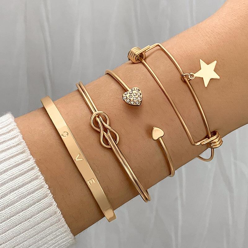 Jewelry Creative Love Diamond Bracelet Set Simple Arrow Bracelet Four-piece Female