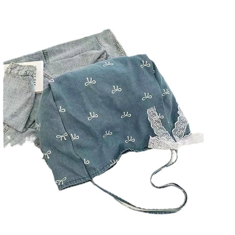 Bolso de Hombro de Lona de Mezclilla Versátil Dulce con Lazo para Mujer - Gran Capacidad