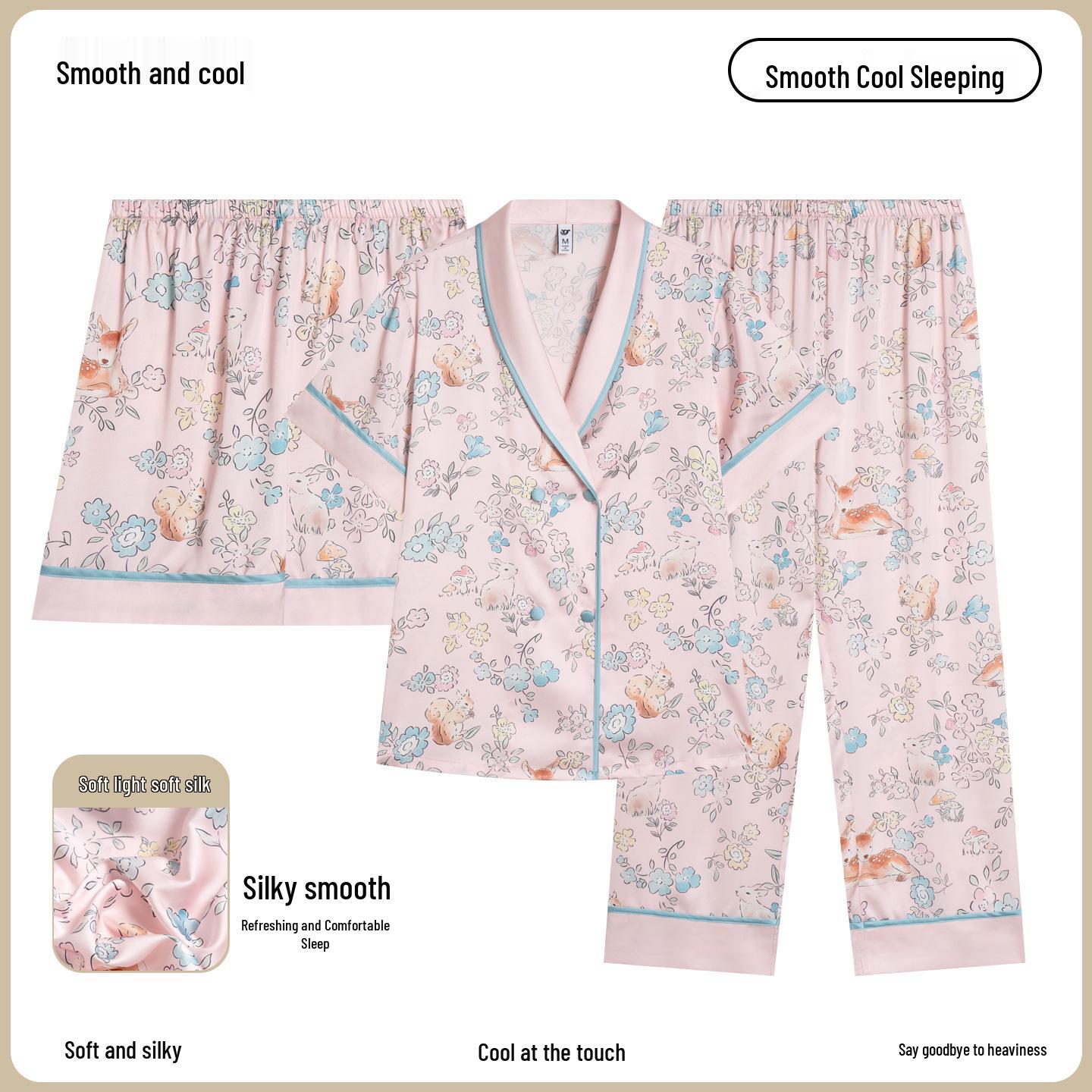 

Комплект женской розовой пижамы «Код да Винчи» с бабочками - Весенне-осенний мультяшный милый домашний костюм из 3 предметов. Double Extra Large