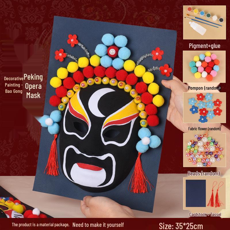 Peking Opera Mask 3D Painting Kit: Handmade Intangible Cultural Heritage Warm-Up Activity