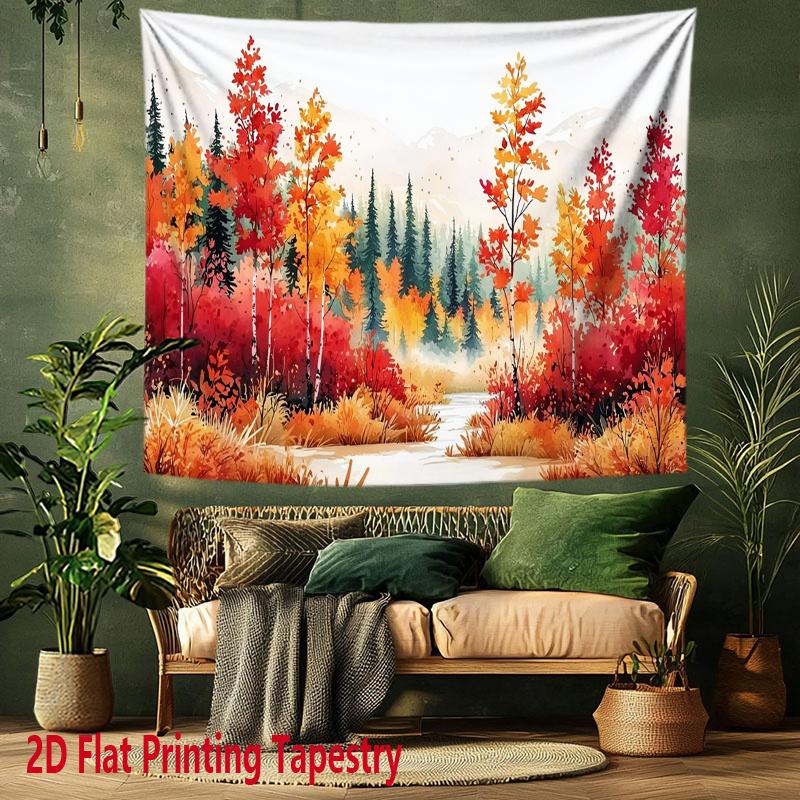 Autumn Forest Scenery Digital Printing Polyester Wall Tapestry Suitable for Use In Living Rooms Bedrooms Offices Bars Party