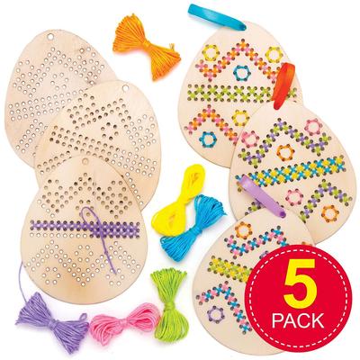 Kit Ricamo Uova di Pasqua Fai da Te Artigianato in Legno per Bambini Set Artigianale da Cucito Decorazione Pasquale per Bambini Arte Fatta a Mano Regalo Principianti