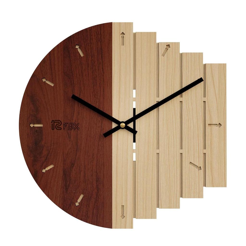 Fish Design 12 Inch Handcrafted Stylish Elegant Analog Wooden Wall Clock for Living Room Hall Bedroom Office Gifting Maple Wood