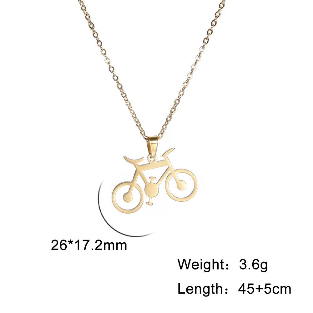 Straight Hair Titanium Steel Fashion Cartoon Bicycle Pendant Necklace